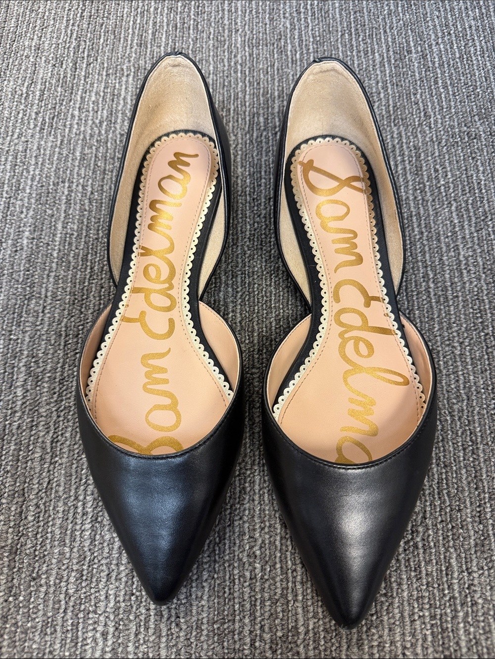 Sam Edelman Black Leather Pointed D'Orsay Flats - Size 7